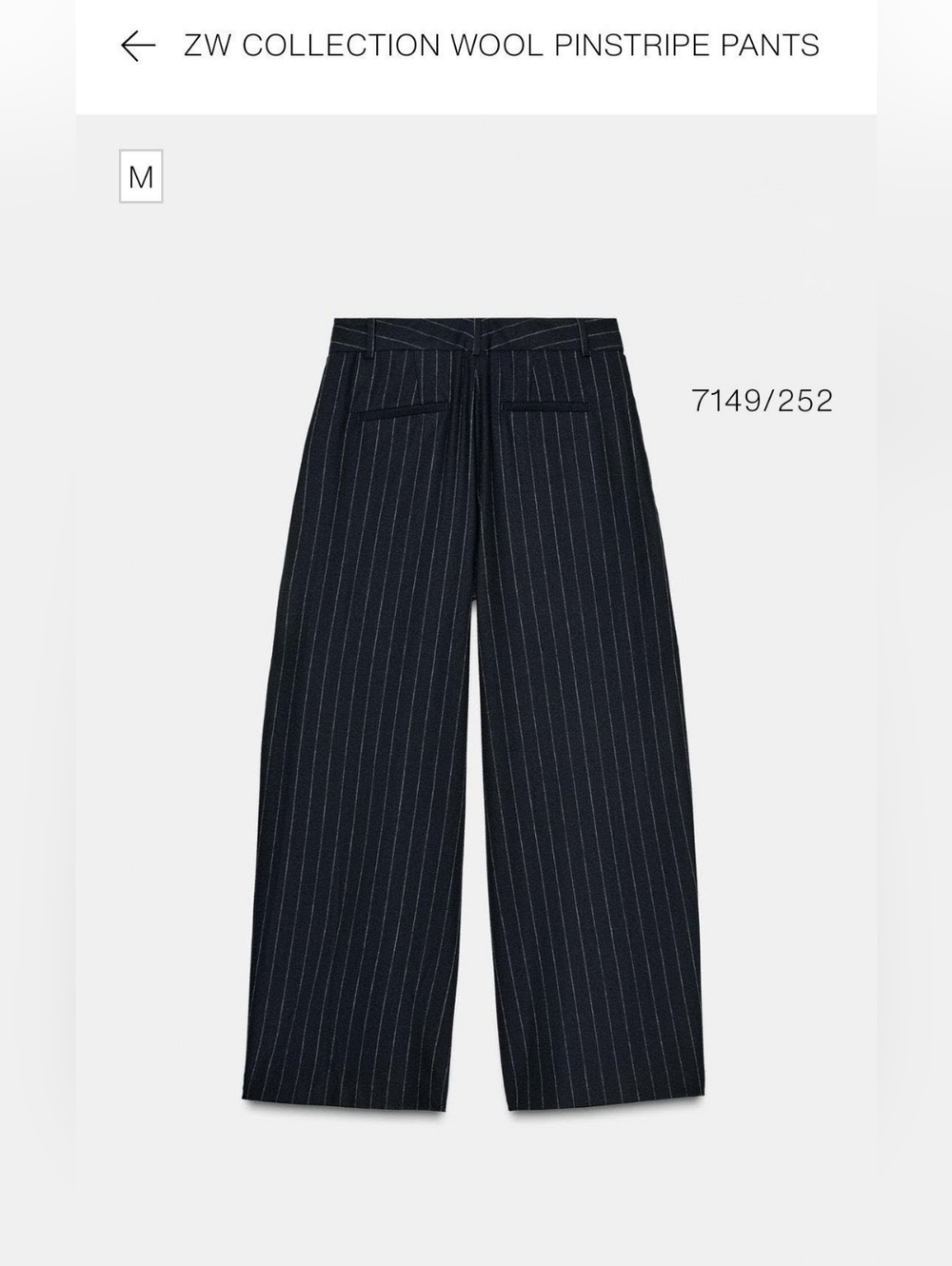 NWT- Zara Navy Pinstripe Wide-Leg Pants- Size M